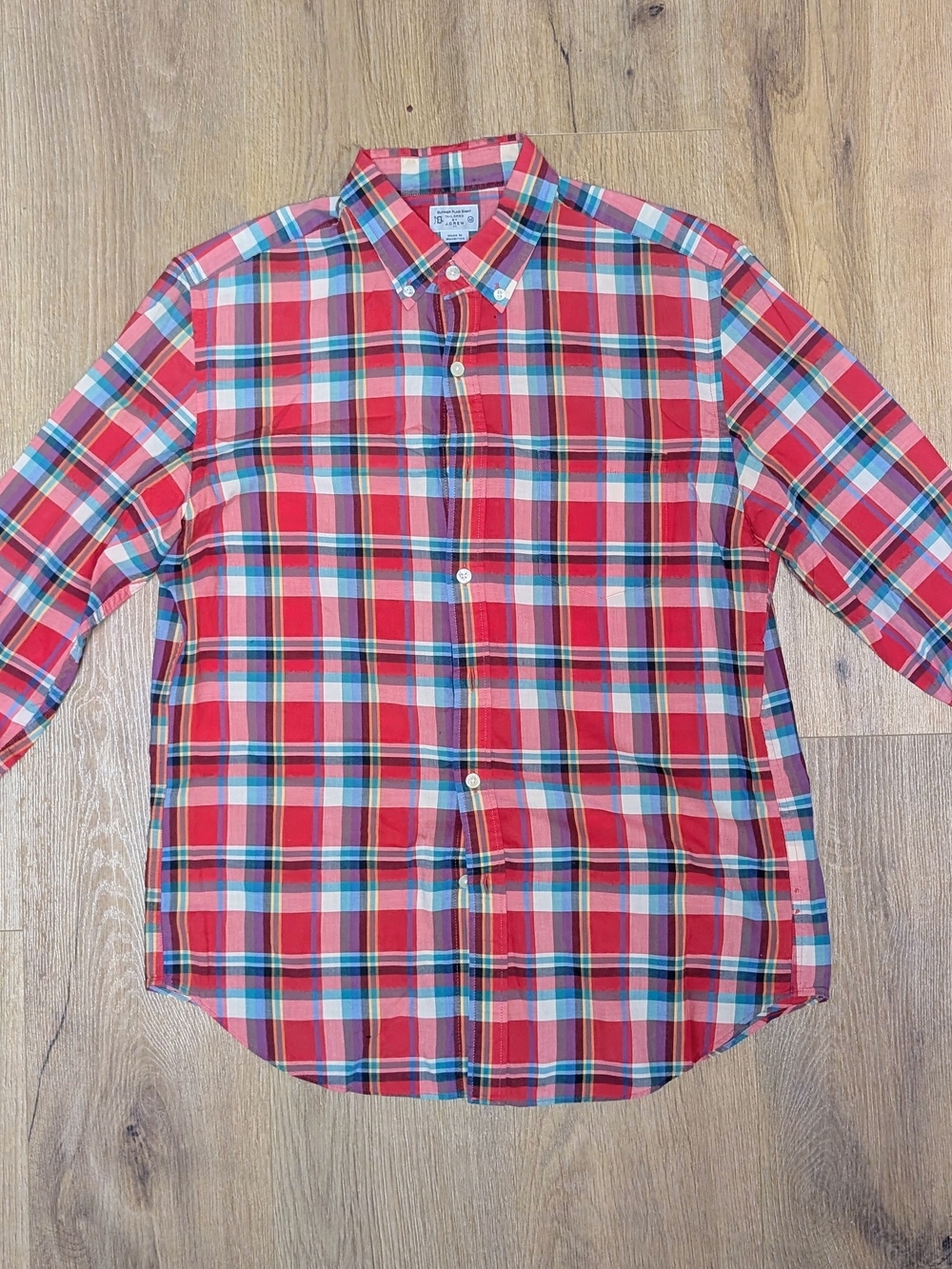 J.Crew Men's Slim Fit Red Plaid Button-Down Shirt M